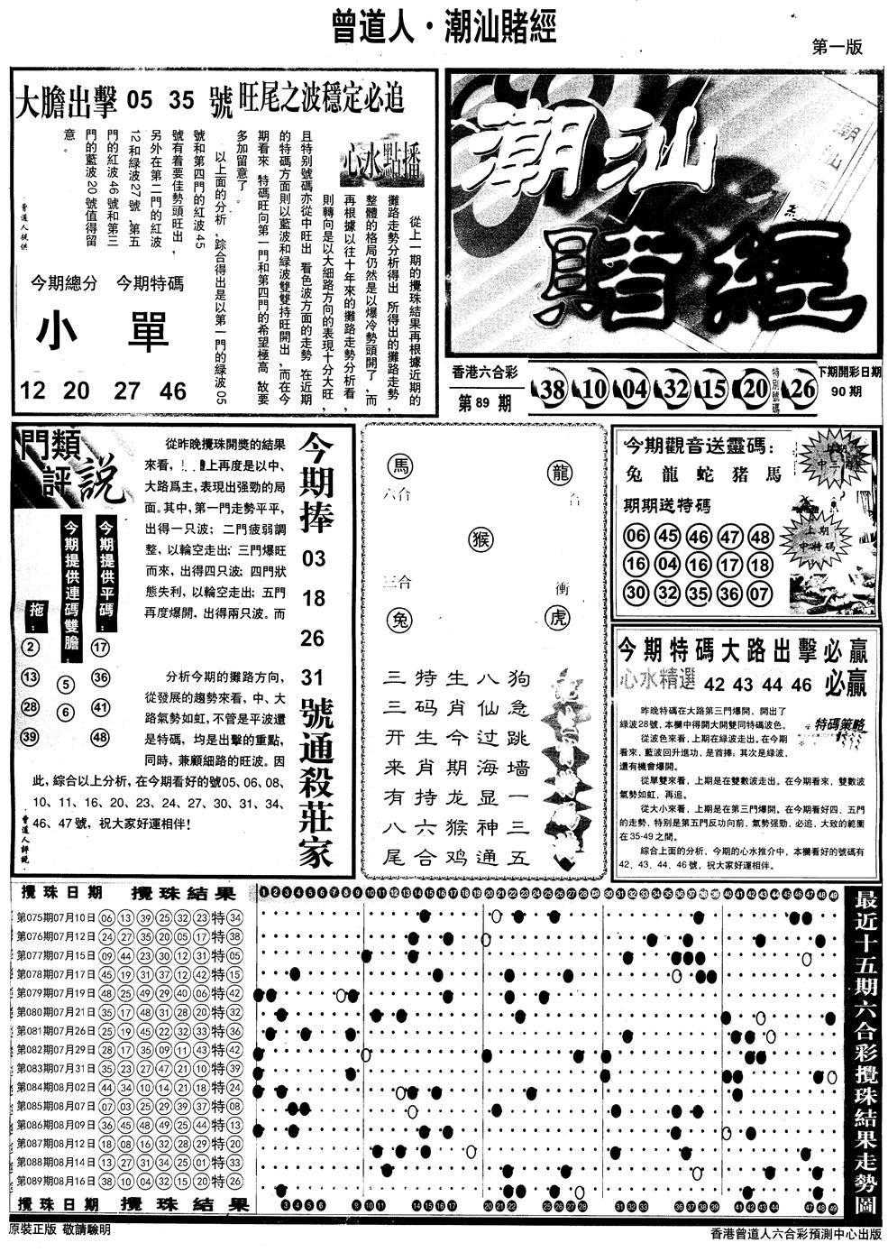 六合彩090期另版潮汕赌经A(黑白)