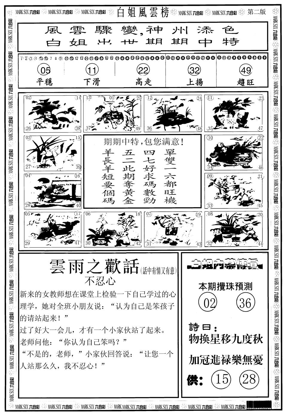 六合彩090期另版白姐风云榜B(黑白)