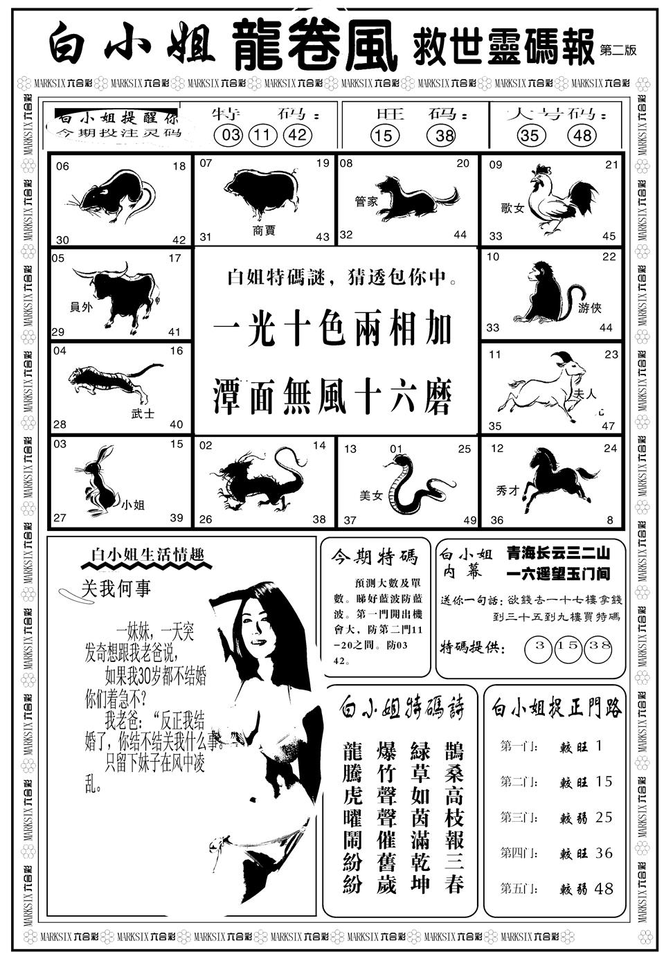 六合彩090期另版白姐龙卷风B(黑白)