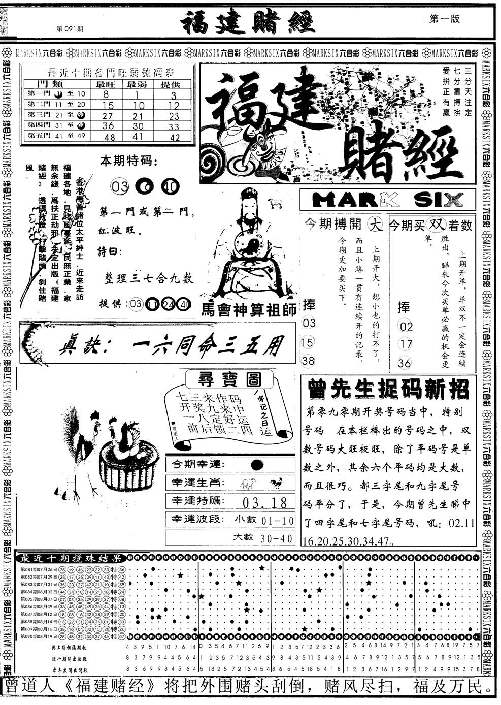 六合彩091期另福建赌经A(黑白)