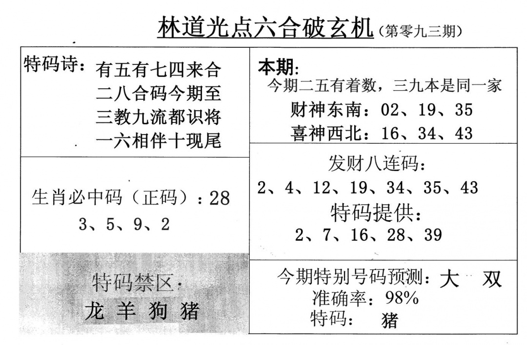 六合彩093期林道光(黑白)