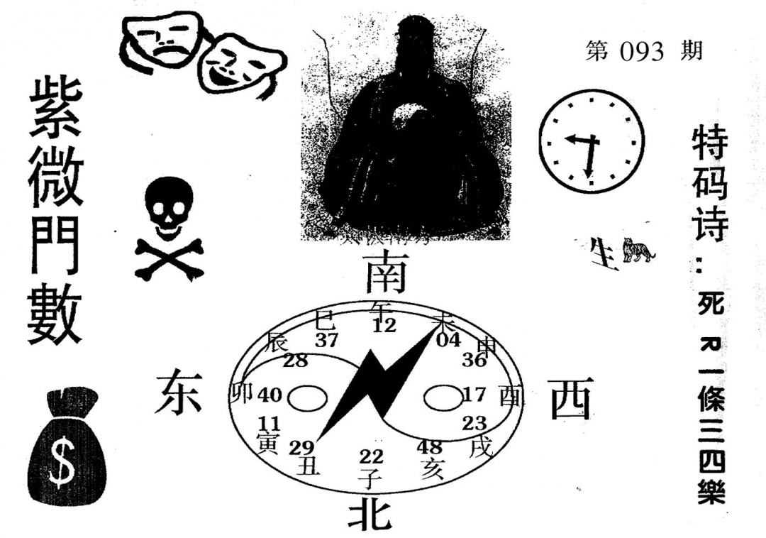 六合彩093期老版紫微门数(黑白)