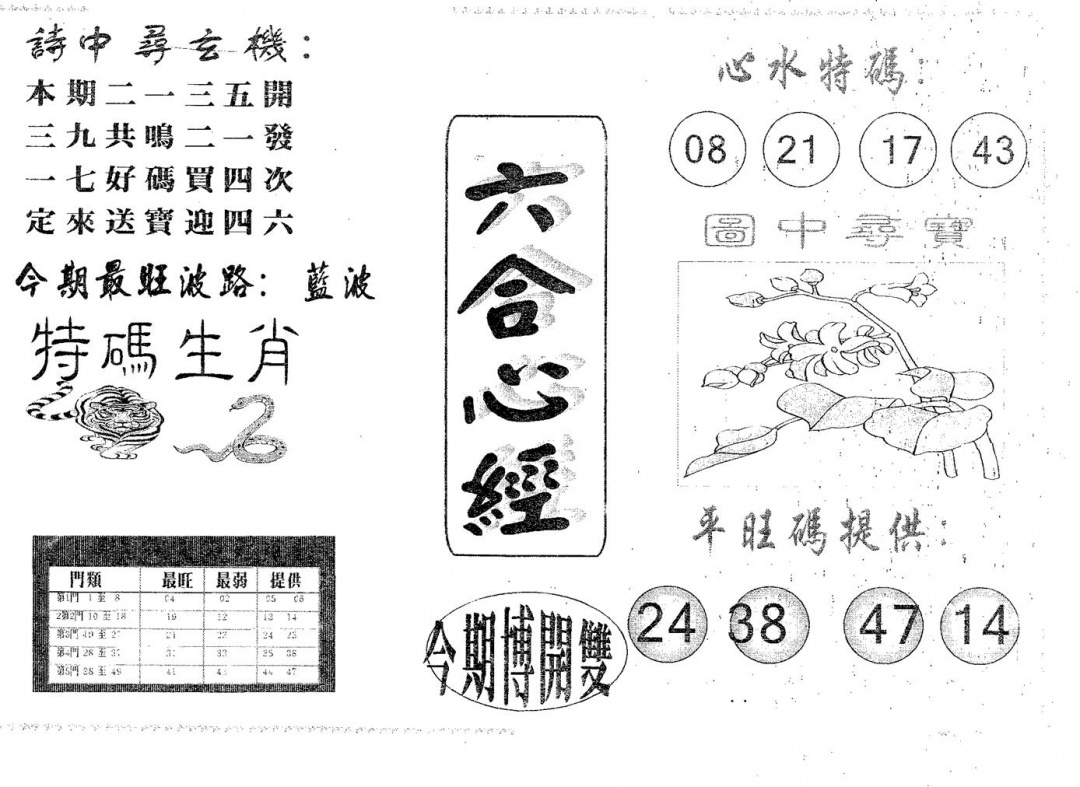 六合彩093期六合心经(黑白)