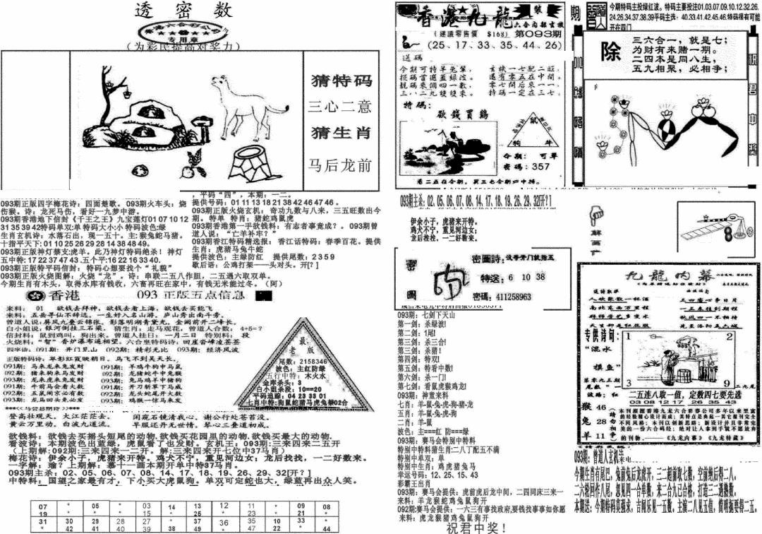 六合彩093期新透密数B(新)(黑白)