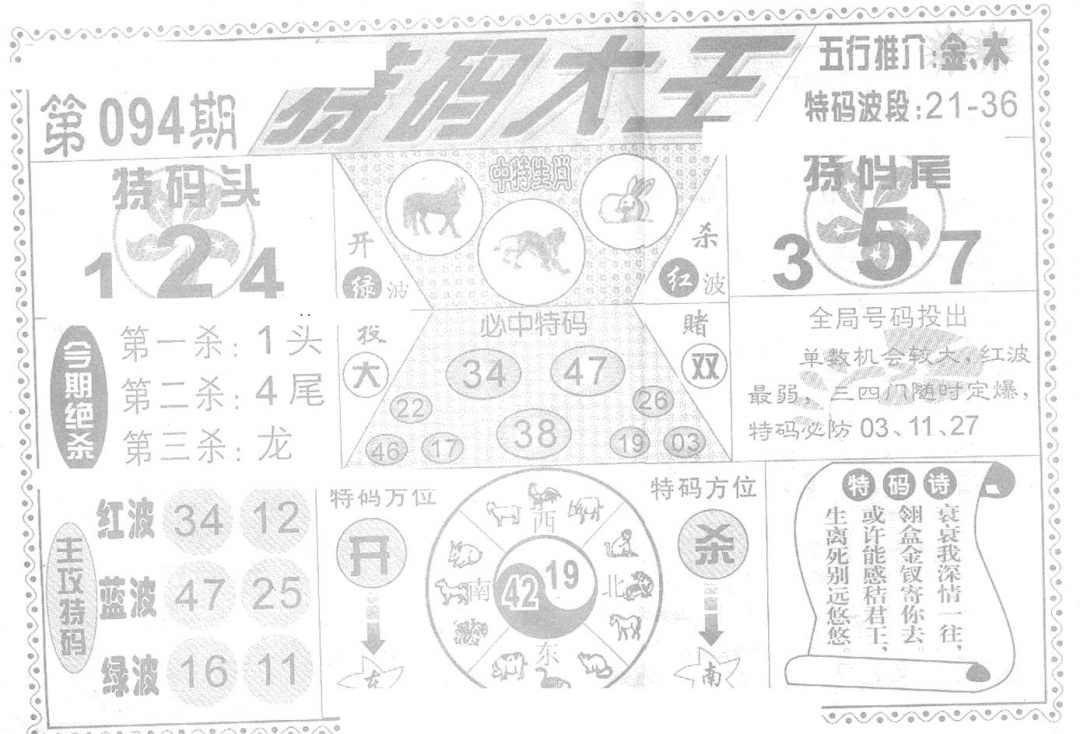 六合彩094期特码大王(新图)(黑白)