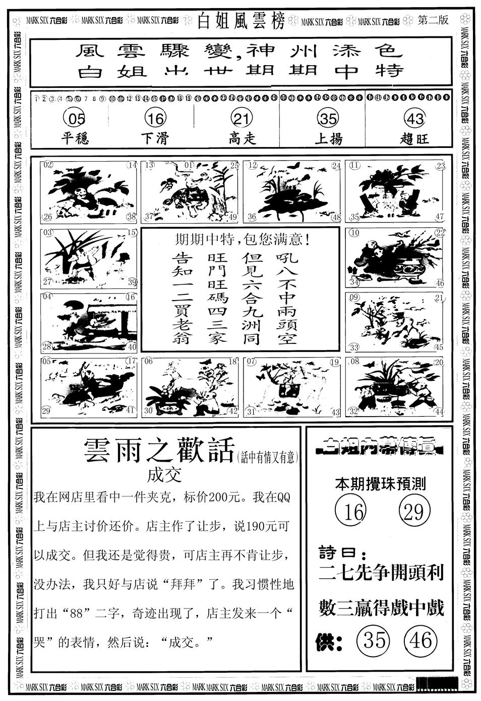 六合彩094期另版白姐风云榜B(黑白)