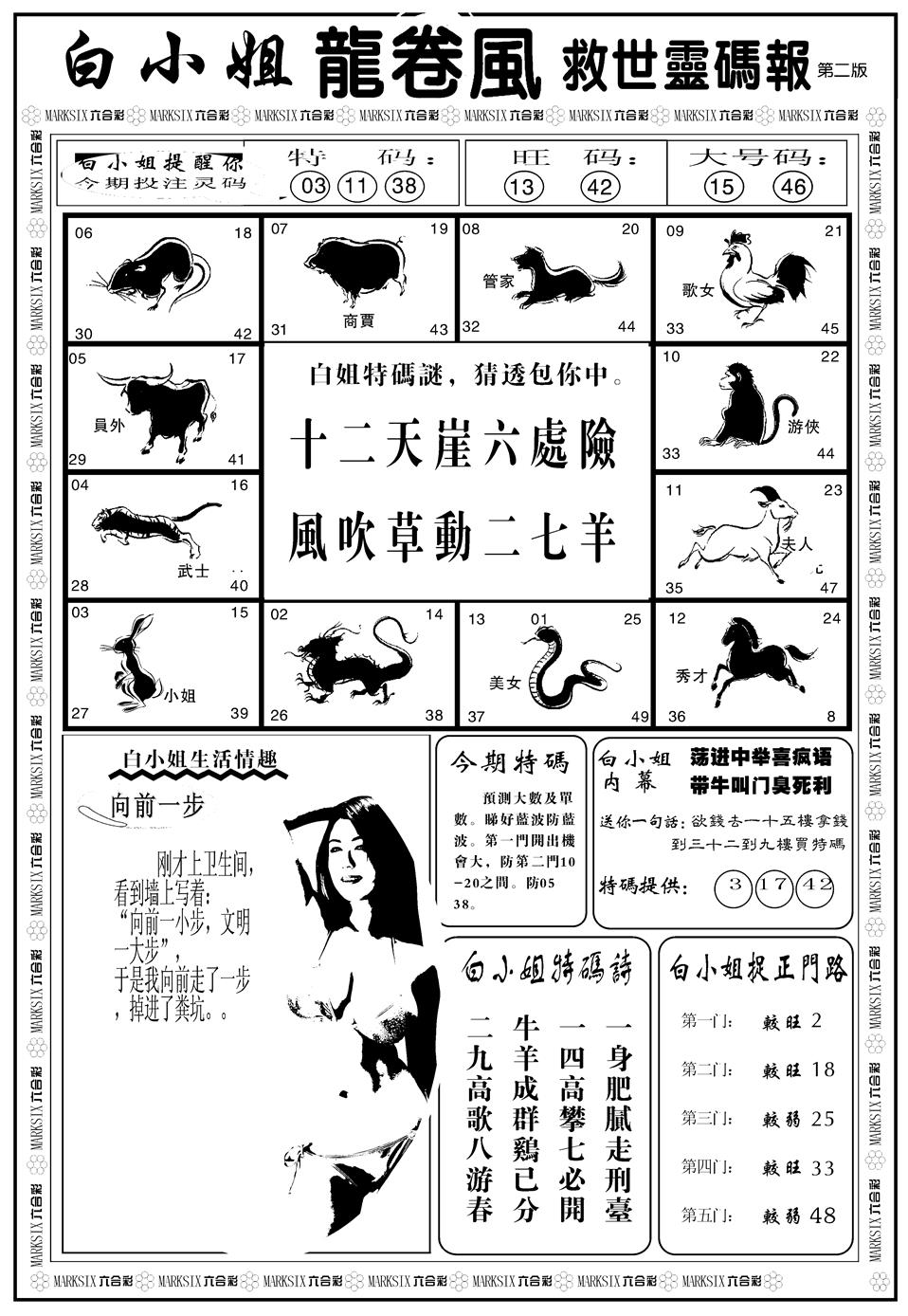 六合彩095期另版白姐龙卷风B(黑白)