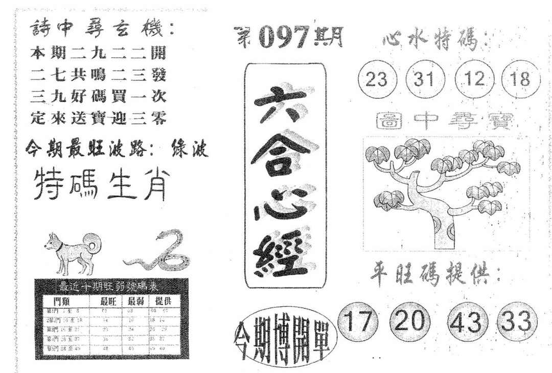 六合彩097期六合心经(黑白)