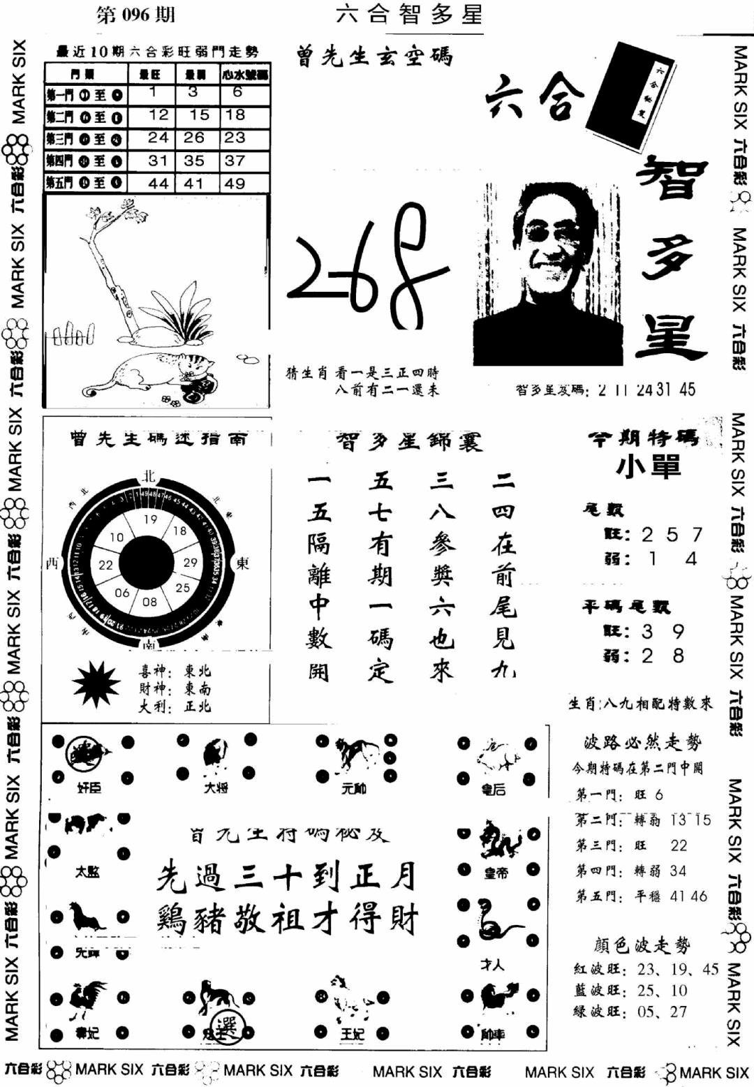 六合彩097期另六合智多星(早图)(黑白)