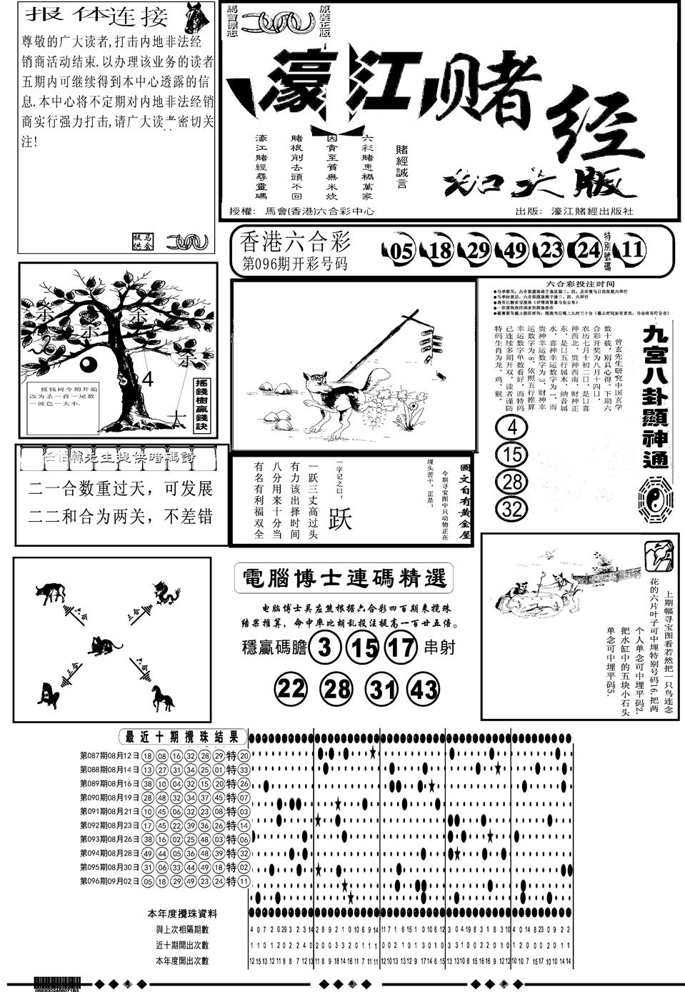 六合彩097期另版大濠江A(黑白)