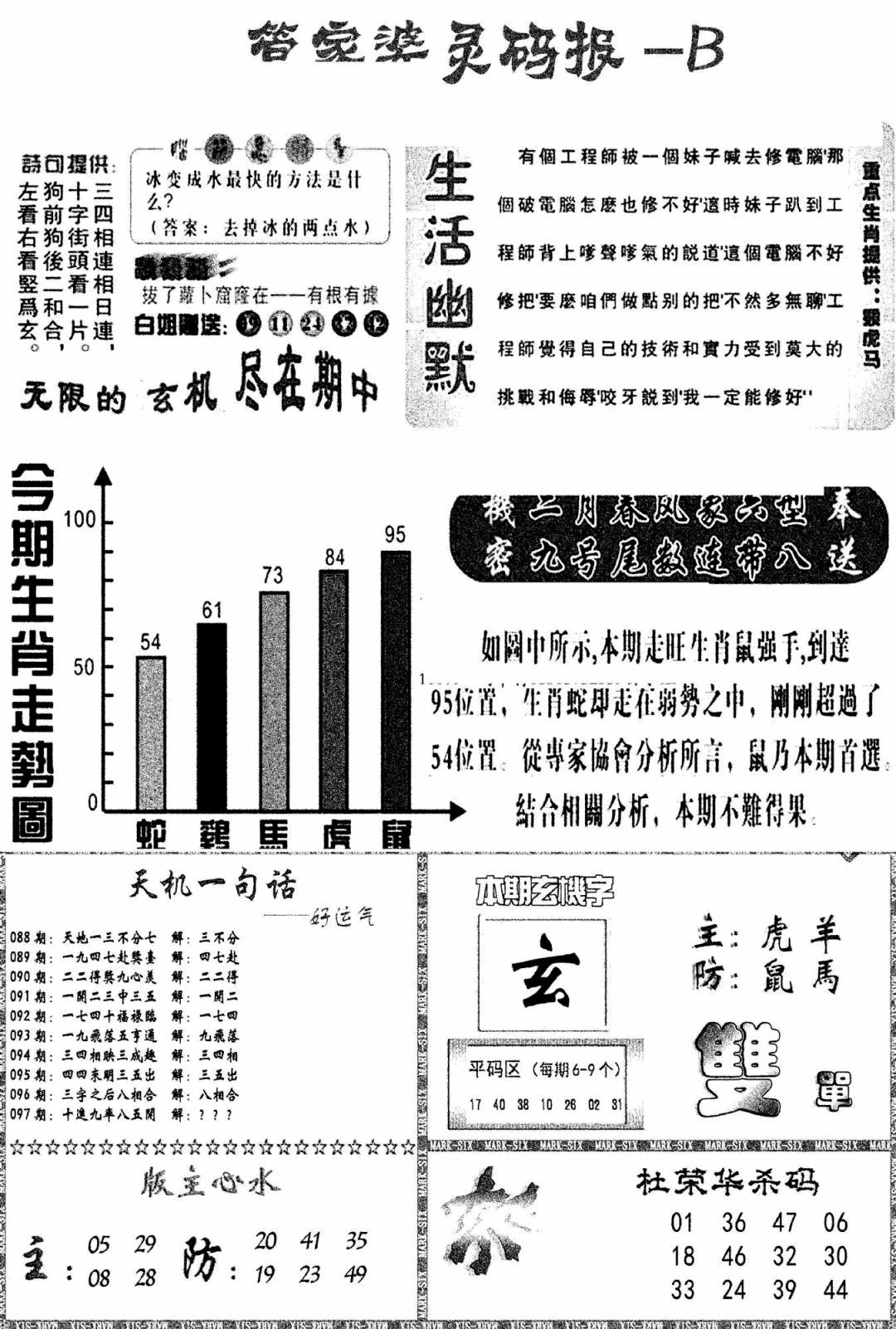 六合彩097期管家婆灵码报B(新图)(黑白)