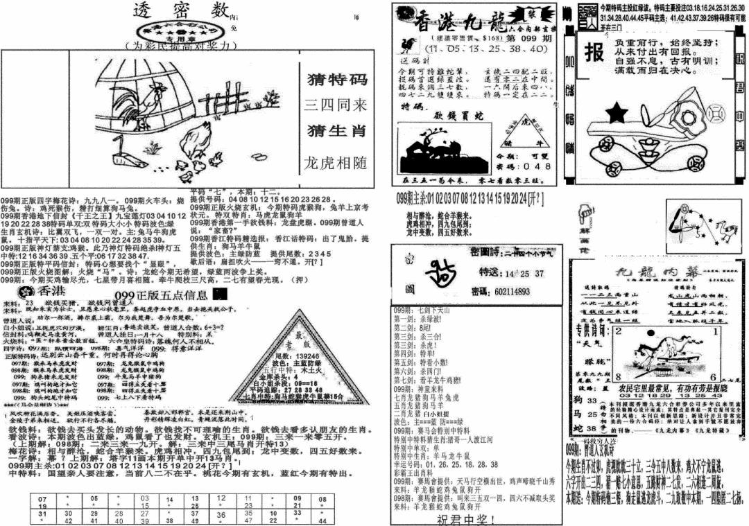 六合彩099期新透密数B(新)(黑白)