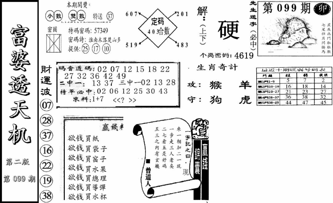 六合彩099期富婆透天机B(新图)(黑白)