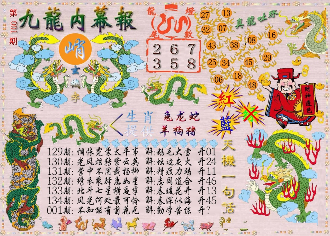 六合彩001期九龙内幕报