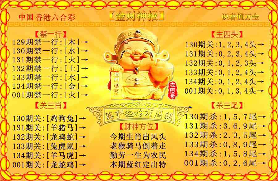 六合彩001期金财神