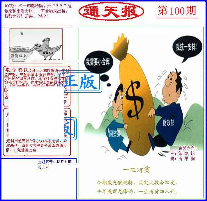 六合彩100期另通天报