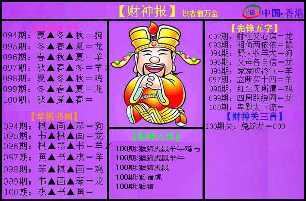 六合彩100期紫财神