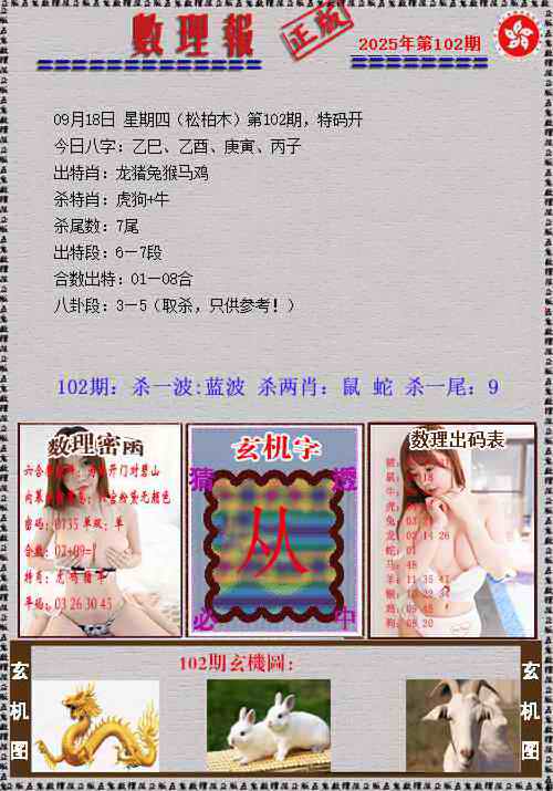 六合彩102期数理报