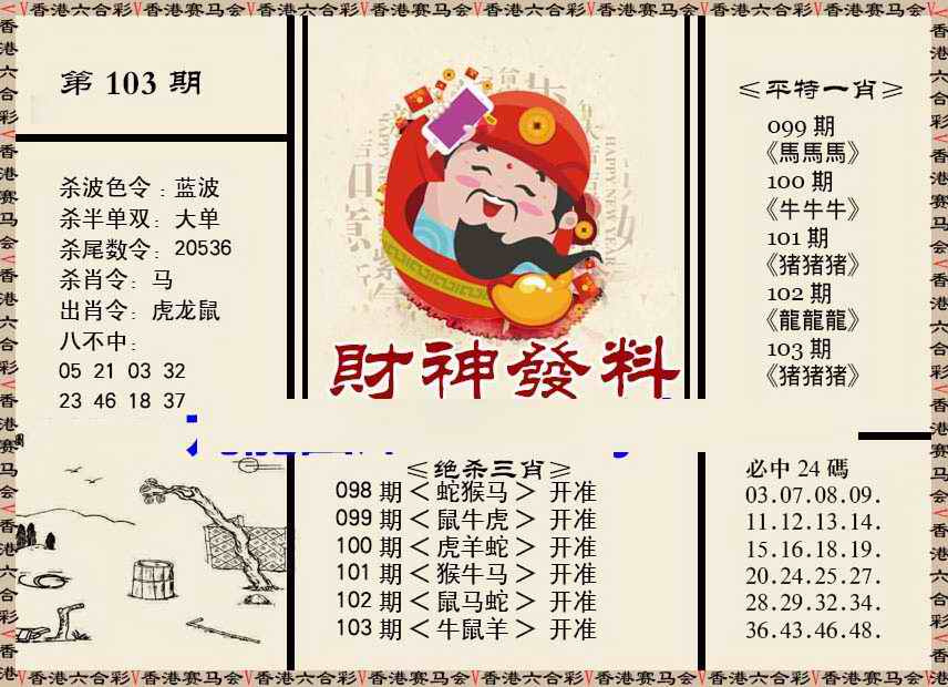 六合彩103期财神发料