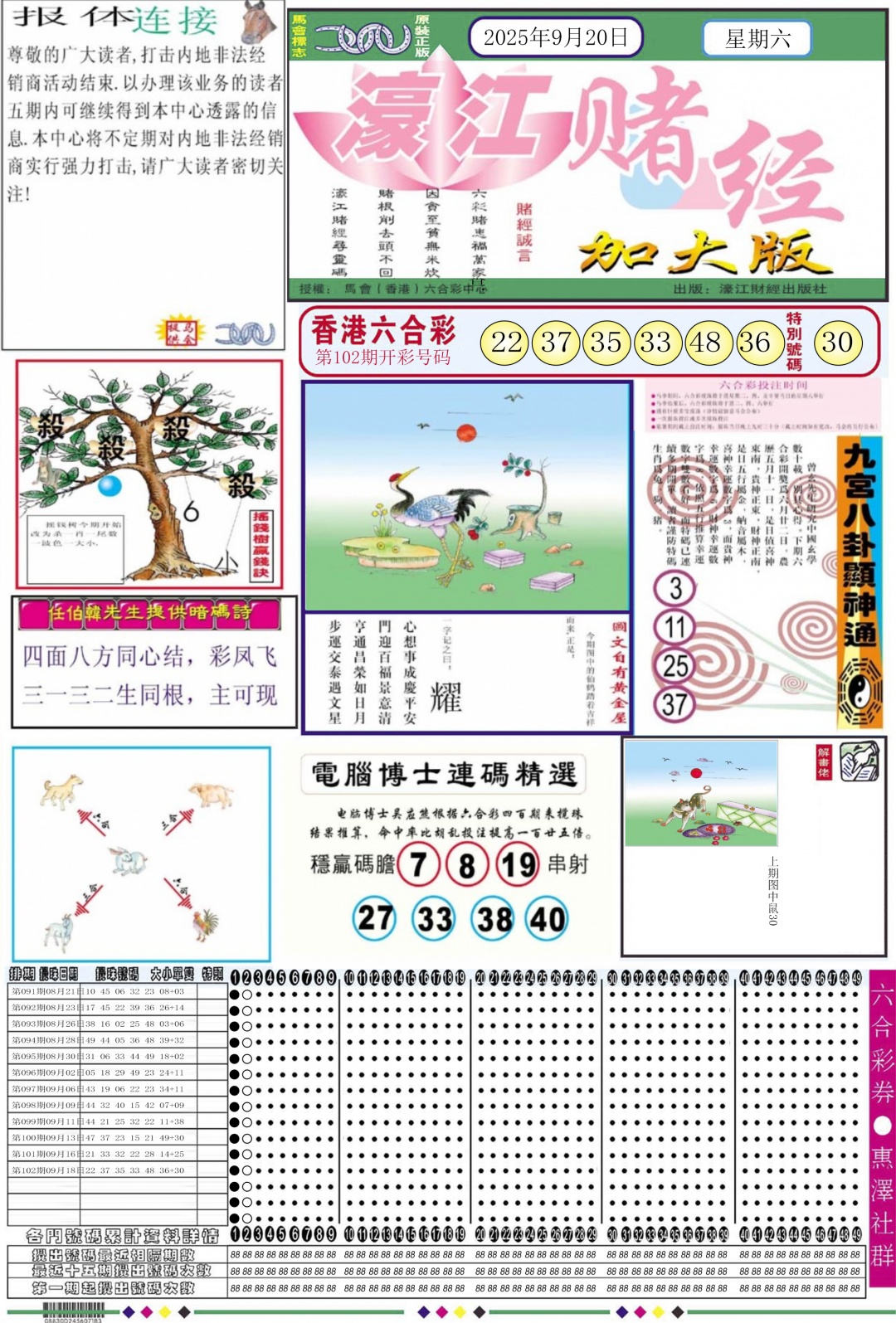 六合彩103期濠江赌经A加大版
