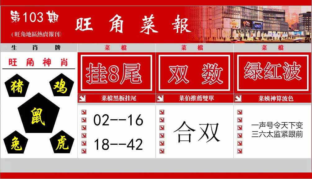 六合彩103期旺角菜报