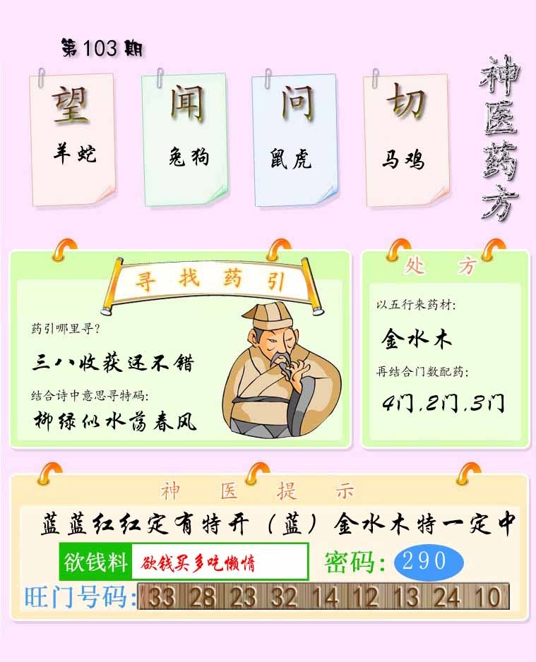 六合彩103期神医药方