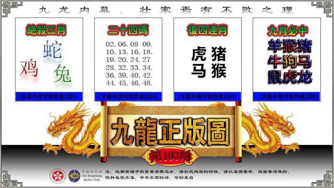 六合彩103期九龙正版图