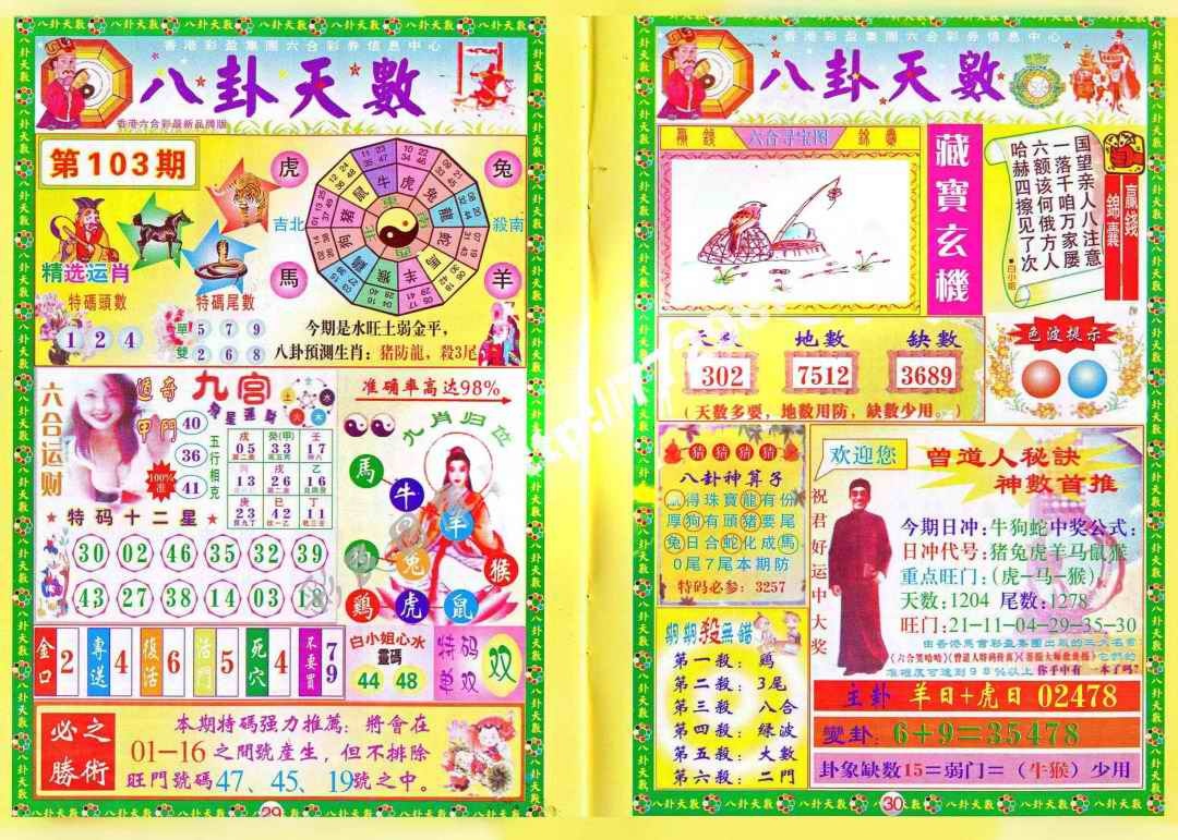 六合彩103期八卦天数
