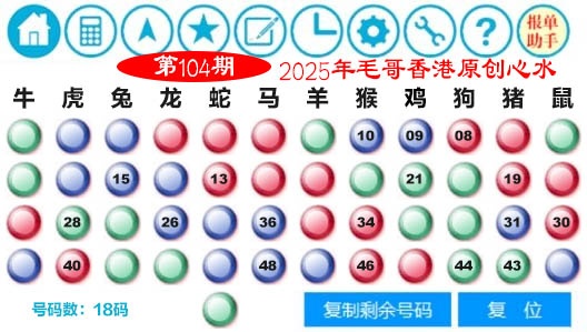 六合彩104期毛哥心水
