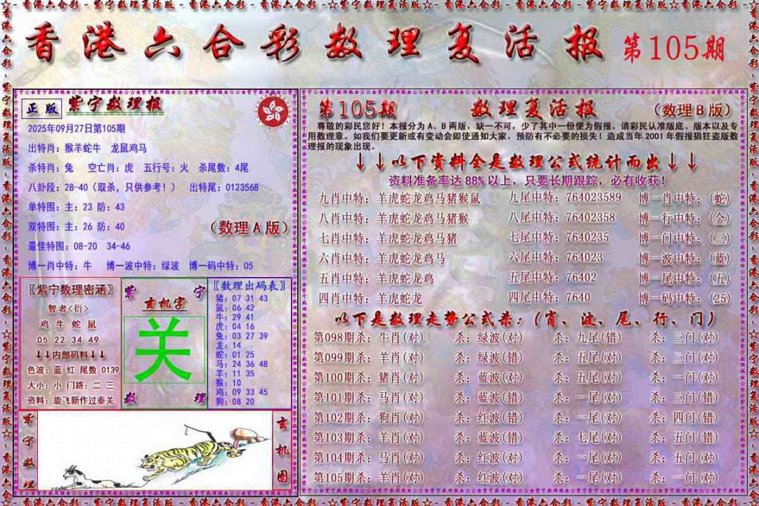 六合彩105期数理复活报