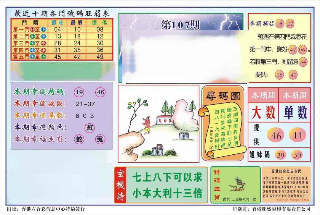 六合彩107期香港逢赌必羸(新图)