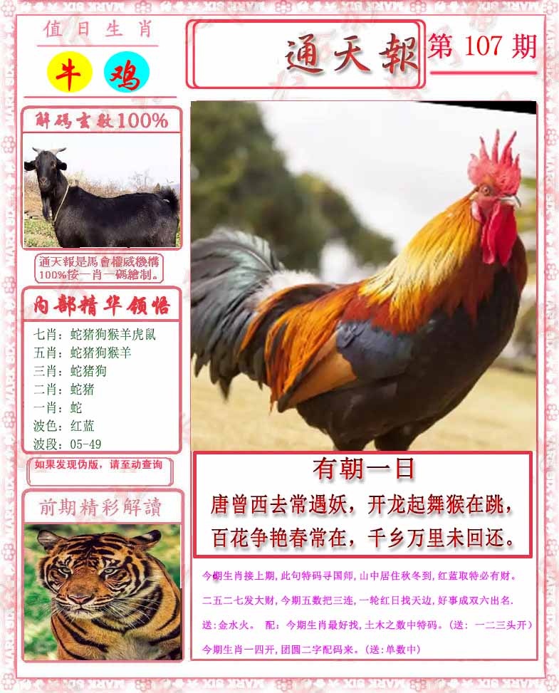 六合彩107期马经通天报