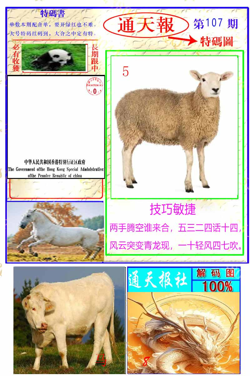 六合彩107期通天特解图