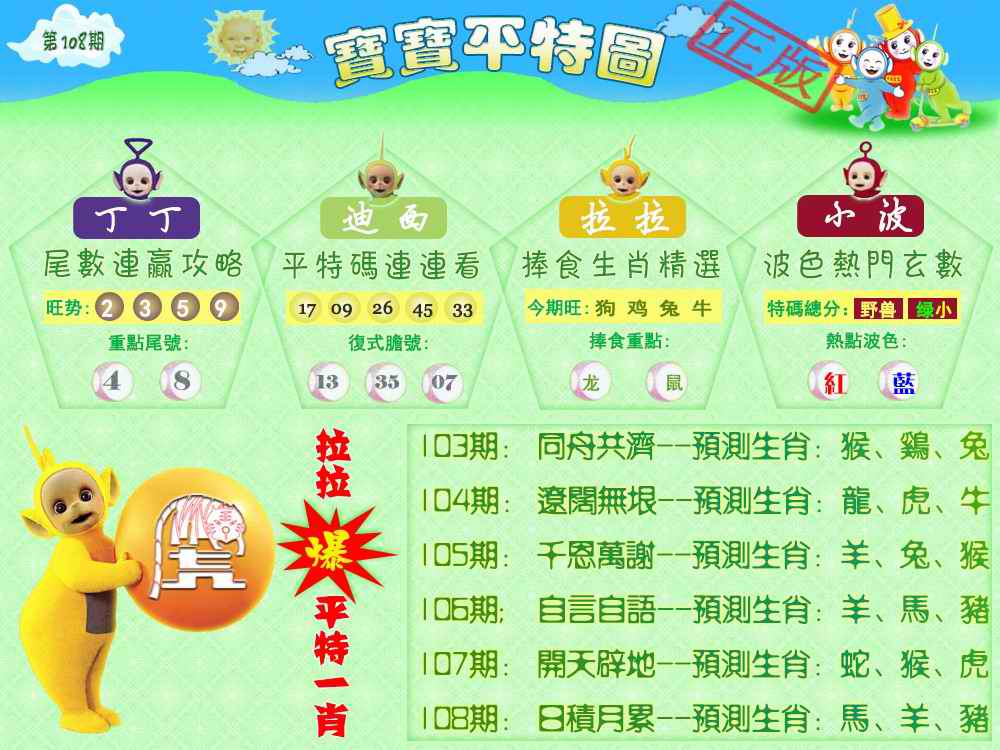 六合彩108期宝宝平特图（热）