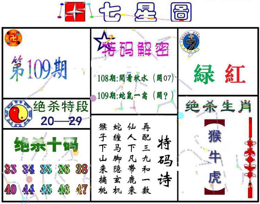 六合彩109期七星图A