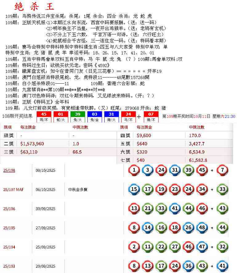 六合彩109期蓝天报B