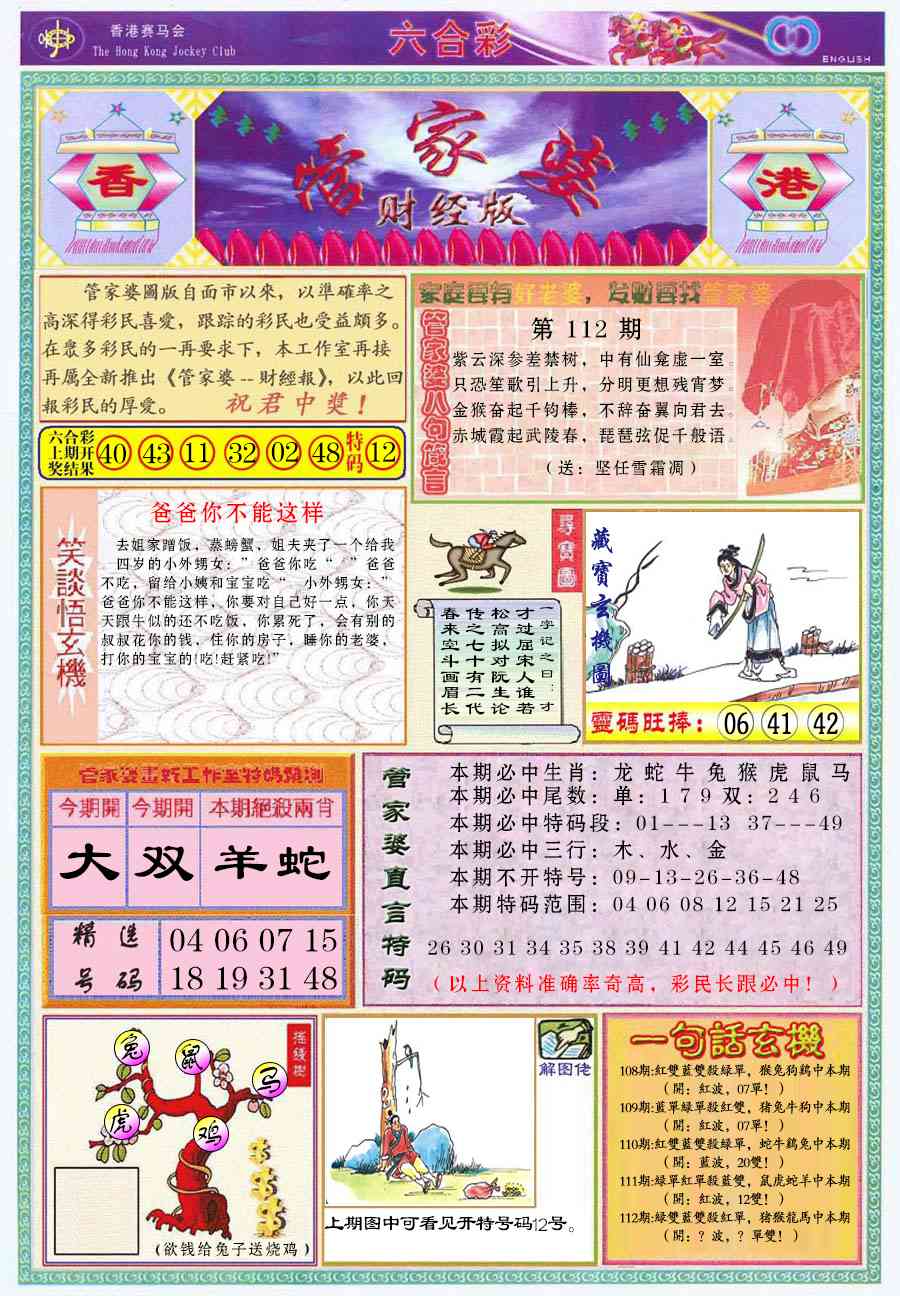 六合彩112期管家婆财经版