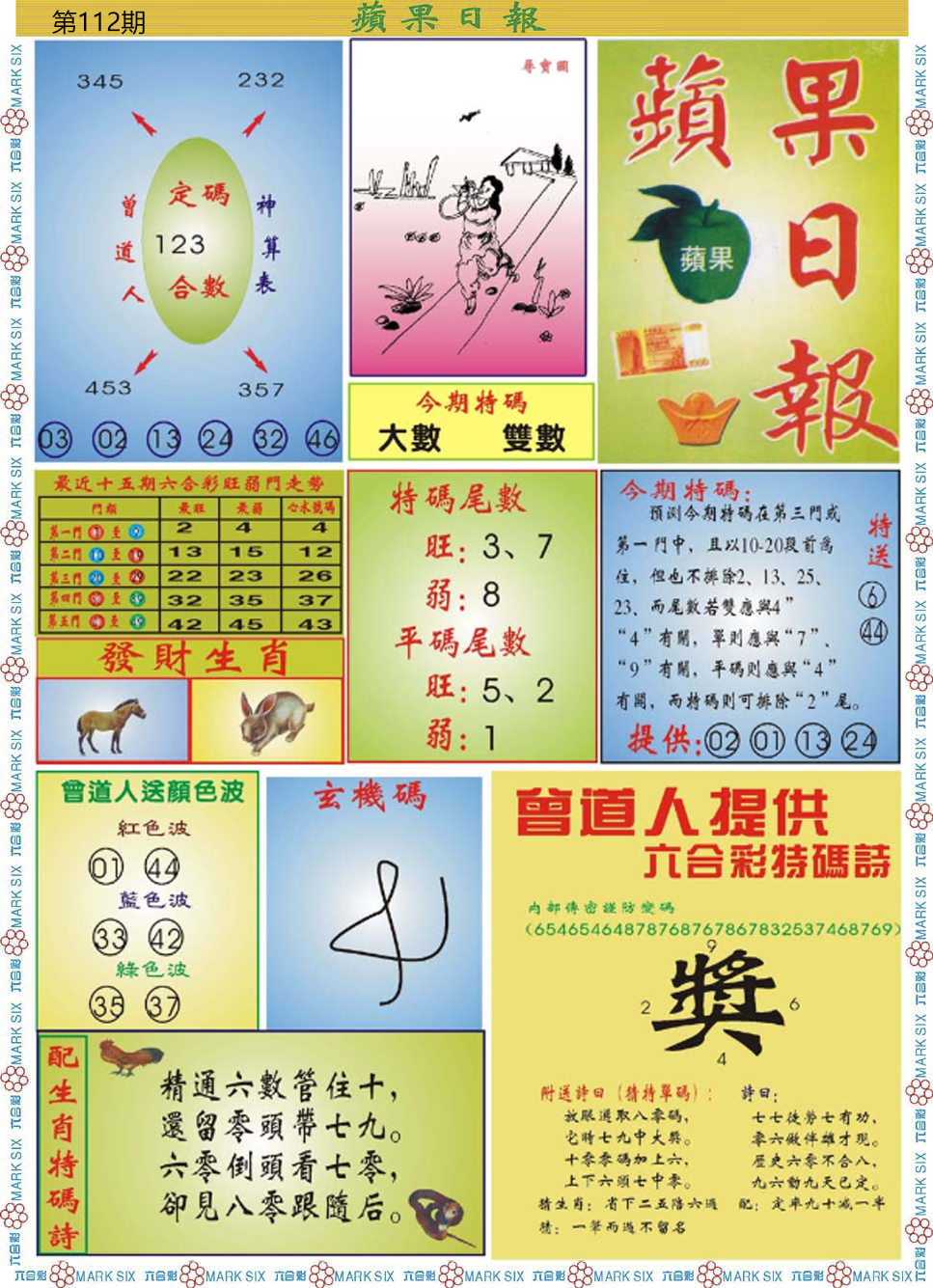 六合彩112期青苹果日报