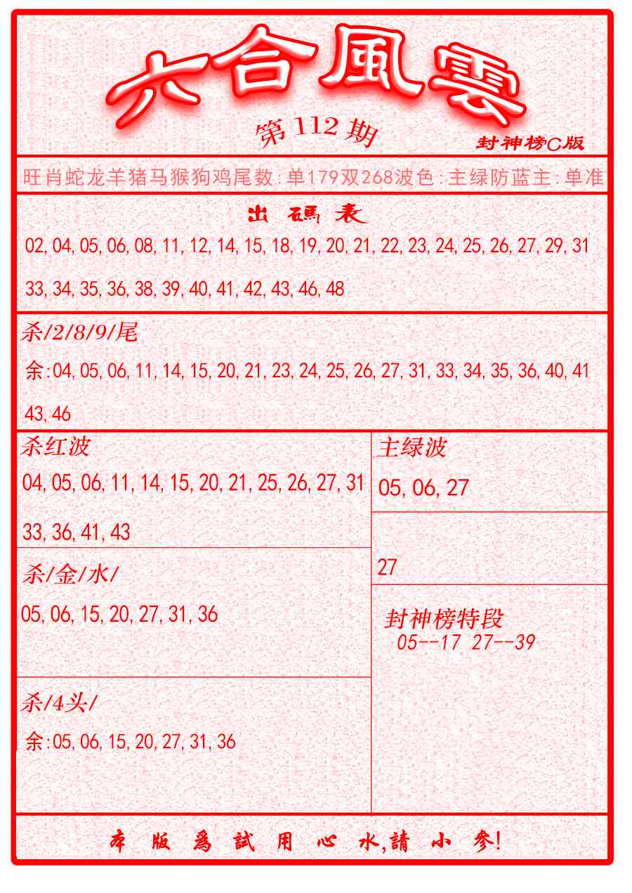 六合彩112期六合风云B面