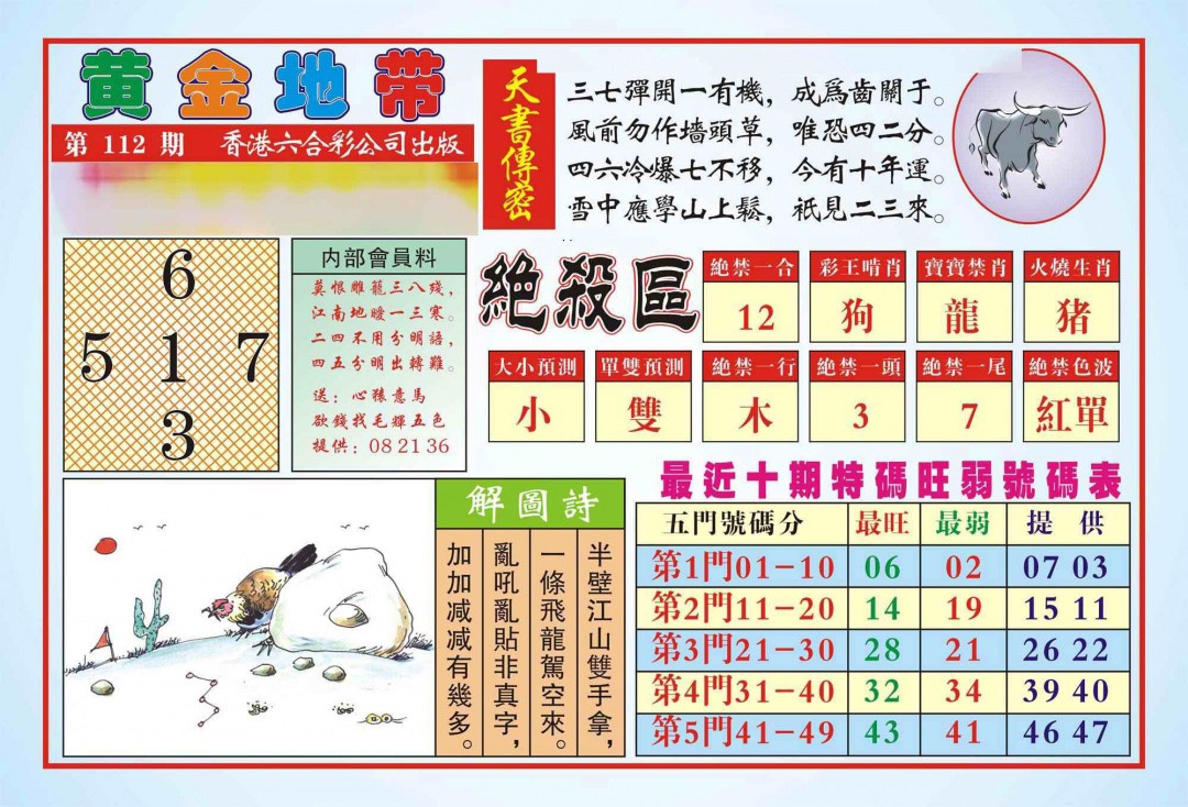 六合彩112期香港黄金地带(新图)