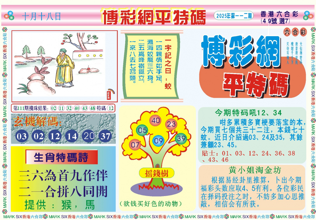 六合彩112期博彩网平特报记录