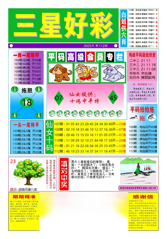 六合彩112期三星好彩4