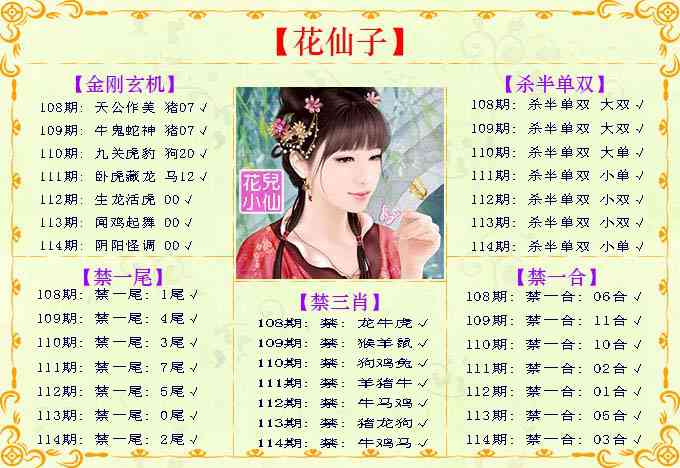 六合彩114期花仙子