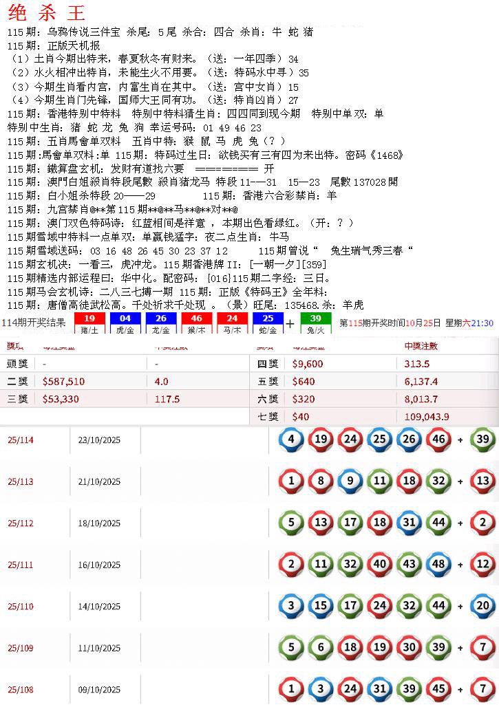 六合彩115期蓝天报B