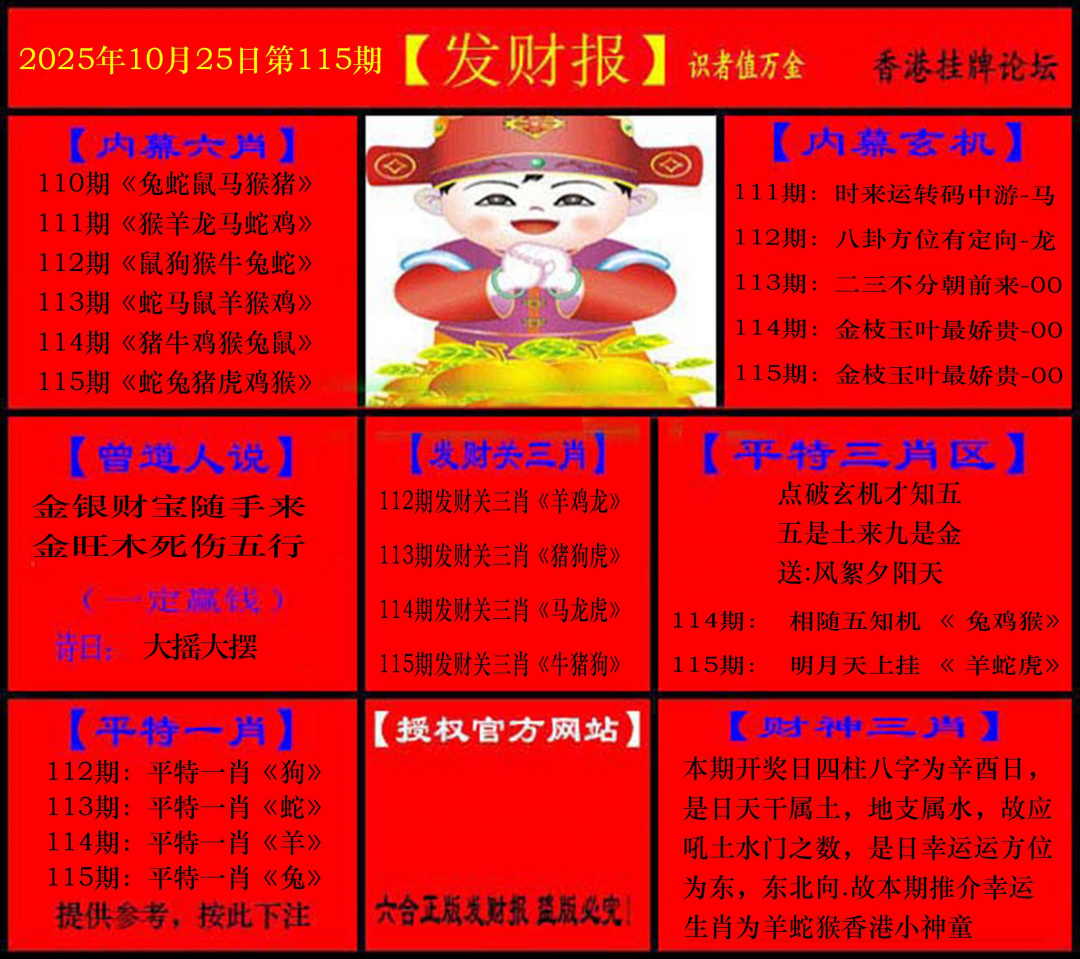 六合彩115期发财报