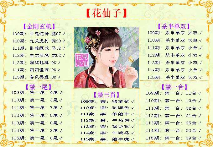 六合彩115期花仙子