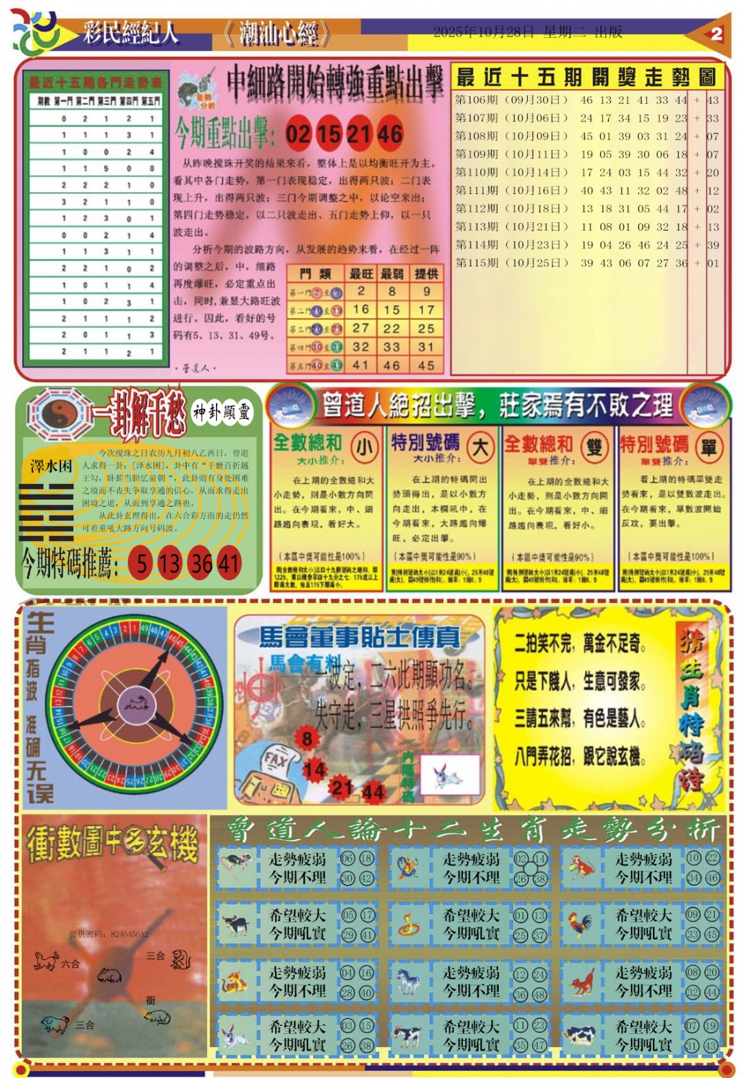 六合彩116期潮汕心经B