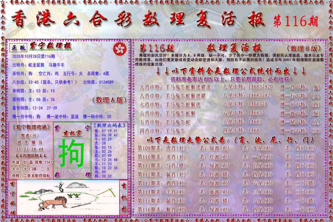 六合彩116期数理复活报
