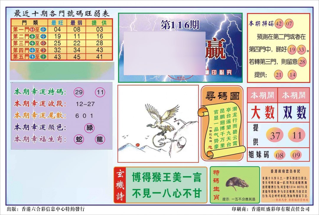 六合彩116期香港逢赌必羸(新图)