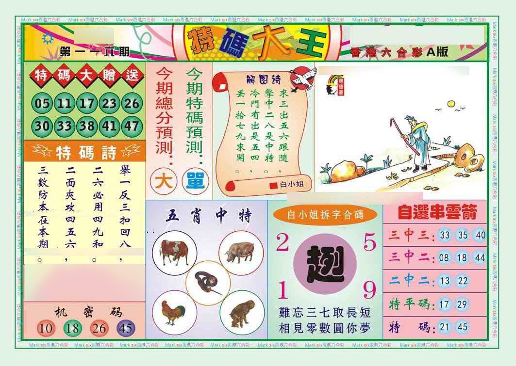 六合彩116期特码大王A（新图）